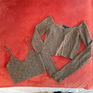 Cotton Candy LA Green and Orange Sweater and Crop Top Set, Size Small